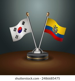 South Korea  and Ecuador table flags relation with gradient backgrund. Vector Illustration