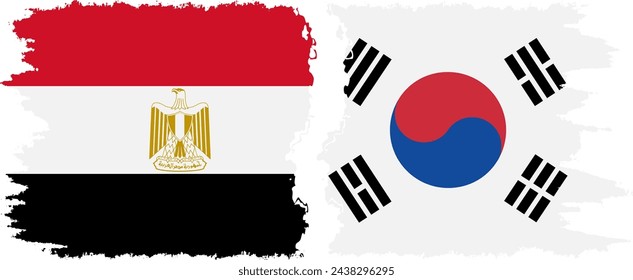 South Korea and Egypt grunge flags connection, vector