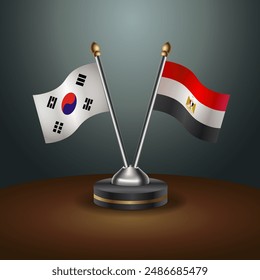 South Korea  and EGYPT table flags relation with gradient backgrund. Vector Illustration