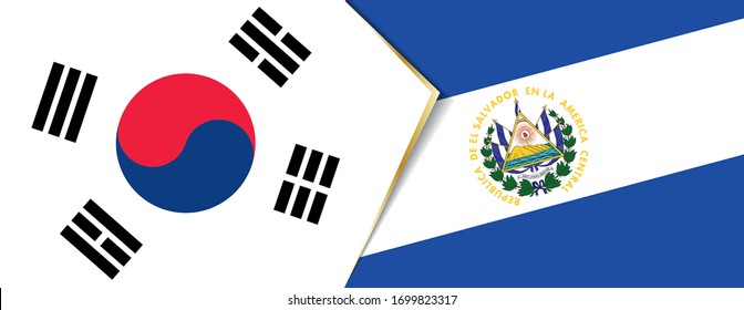 South Korea and El Salvador flags, two vector flags symbol of relationship or confrontation.