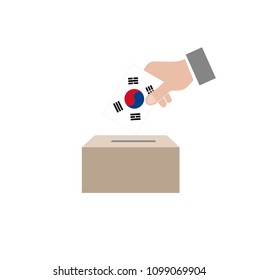 South korea elections, national flag and ballot box, white background vector work