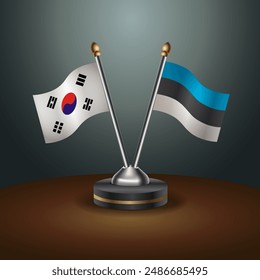 South Korea  and Estonia table flags relation with gradient backgrund. Vector Illustration