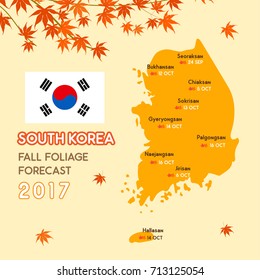 Ilustración vectorial del pronóstico de caída de Corea del Sur 2017.