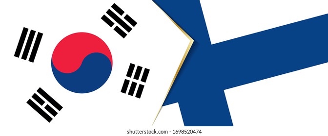 South Korea and Finland flags, two vector flags symbol of relationship or confrontation.