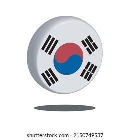 Südkorea Flagge 3d.Südkorea Flaggenknopf auf Weiß