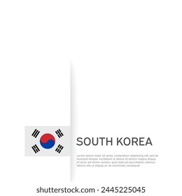 South korea flag background. State patriotic south korean banner, cover. Document template with flag on white background. National poster. Business booklet. Vector illustration, simple design