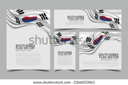 South Korea Flag Banner Set Vector, social media banner,