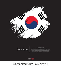 South korea flag with  brush stroke background vector