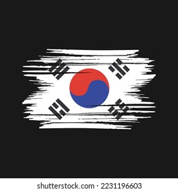 Ilustración del vector de pincel de bandera de Corea del Sur
