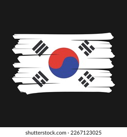 South Korea Flag Brush Vector Illustration