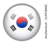 South Korea flag button on white
