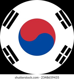 South Korea flag button on white background