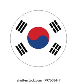 South Korea flag Button Vector - flag icons, South Korean flag design icon. Clipping path included.