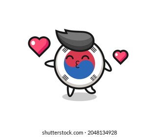 south korea flag character cartoon with kissing gesture , cute design