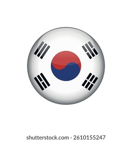 South Korea Flag Circle Button Vector Template