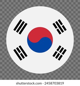 Südkorea-Flagge im Kreis. Vektorillustration isoliert auf transparentem Hintergrund