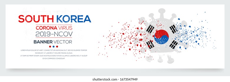 South Korea flag with corona virus Symbol, (2019-nCoV), vector illustration.