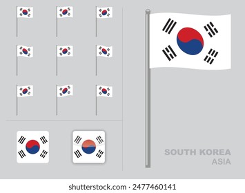 South Korea Flag Country Waving Animation App Icon Vector