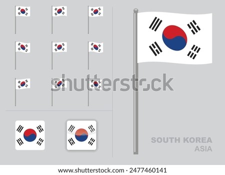 South Korea Flag Country Waving Animation App Icon Vector