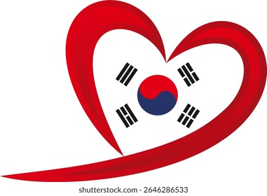 Forma de coração de design de bandeira da Coreia do Sul   