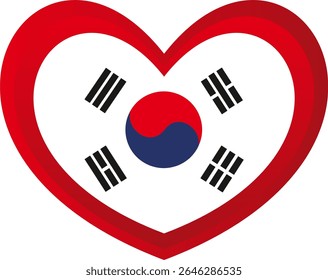 Forma de coração de design de bandeira da Coreia do Sul   