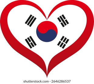 Forma de coração de design de bandeira da Coreia do Sul   