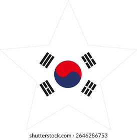 Forma de estrela de design de bandeira da Coreia do Sul