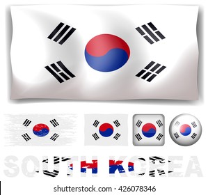 South Korea Flag Different Designs Illustration Stock Vector (Royalty ...