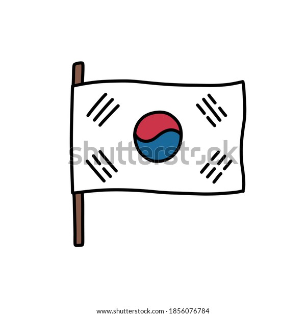 韓国の国旗の落書き風アイコン ベクターイラスト のベクター画像素材 ロイヤリティフリー