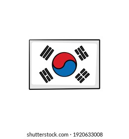 Bandera de Corea del Sur en el estilo de dibujo vector aislado. Ilustración de objeto dibujada a mano para su presentación, materiales didácticos u otros.