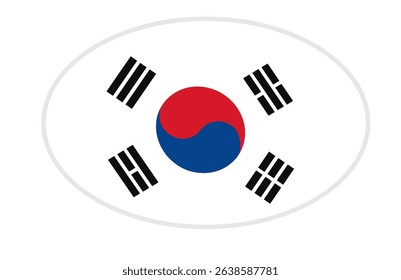 South Korea flag ellipse shaped. vector	