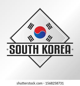 South Korea Flag Emblema. Vector Design National. Illustration Country Symbol. Insignia Banner Logo.