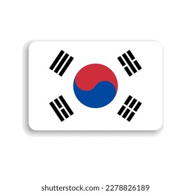 Bandera de Corea del Sur - rectángulo vectorial plano con esquinas redondeadas y sombra caída.