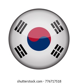 south korea Flag in glossy round button of icon. south korea emblem isolated on white background. National concept sign. Independence Day. Vector illustration.