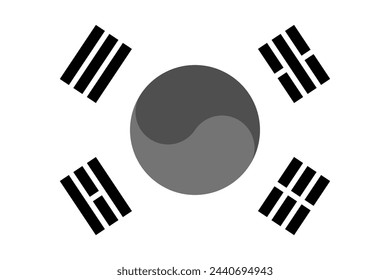 South Korea flag - greyscale monochrome vector illustration. Flag in black and white