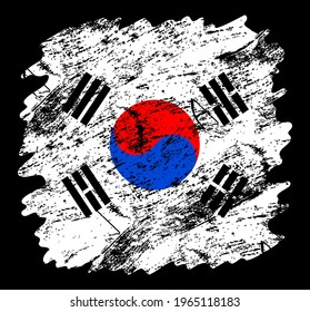 south korea flag grunge brush background. Old Brush flag vector illustration. abstract concept of national background.