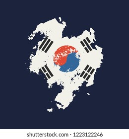 South Korea flag grunge style. South Korea brush stroke national country flag icon.