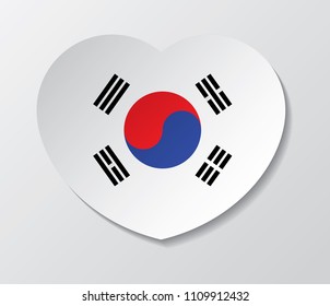 south korea flag in heart love shape vector