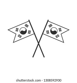 South Korea flag icon in black outline flat design. Independence day or National day holiday concept.