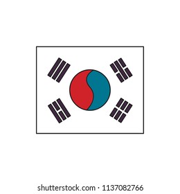 South Korea flag icon, cartoon style