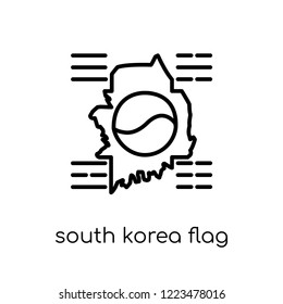 South Korea flag icon. Trendy modern flat linear vector South Korea flag icon on white background from thin line Country Flags collection, editable outline stroke vector illustration