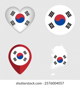 South Korea Flag Icons Pack. Vector illustration.