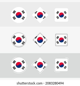 South Korea flag icons set, vector flag of South Korea. Three versions of icon.