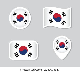 Iconos de la bandera de Corea del Sur set.Ilustración vectorial.