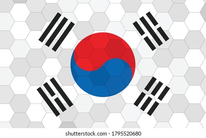 South Korea flag illustration. Futuristic South Korean flag graphic with abstract hexagon background vector. South Korea national flag symbolizes independence.