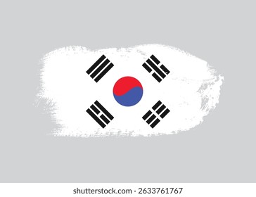 South korea flag with ink paint brush. Artistic Korean flag grunge stain brush stroke effect on white background