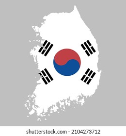 Bandera de Corea del Sur dentro del mapa fronterizo con Corea del Sur ilustración vectorial 