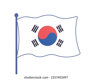 South Korea flag isolated cartoon vector icon