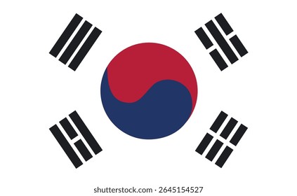 Bandeira da Coreia. Isolado no fundo branco. Política e conceito de negócios. Ilustração vetorial.
