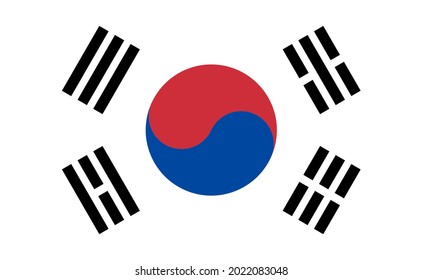 Südkorea Flagge. Koreanisches Nationalsymbol. Symbol von Yinyang auf der Flagge. Emblem der Republik Südkorea und Seoul. Abbildung für g20. Offizielles Muster für Sprache, Tourismus und Karte. Vektorgrafik.